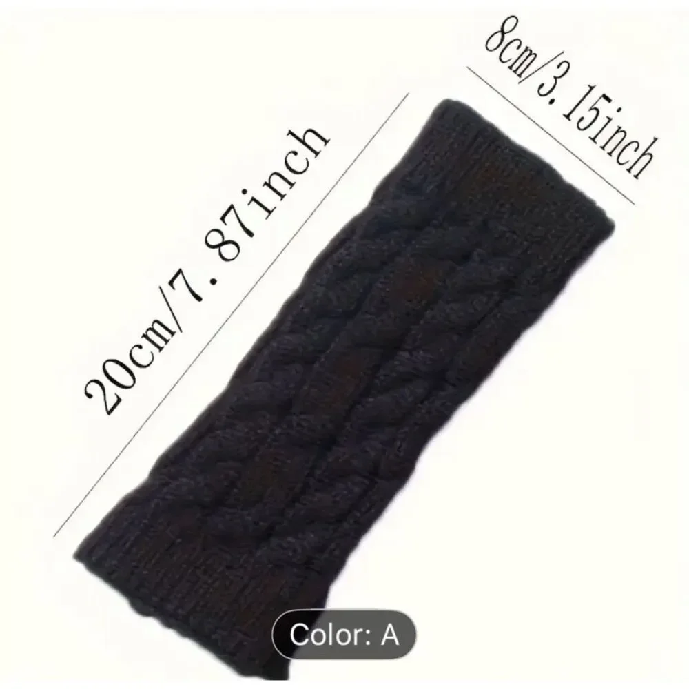 Women’s Cable Knit Fingerless Gloves Brown One Size